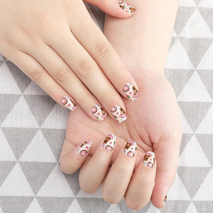 Waterproof Membrane Nail Art Stickers Nail Decals Nail Decorations for Salon Nails Accessories (5 Sheets Cute Capybaras Nails Stickers Decals)