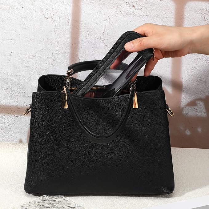 Sibba Small Clear Makeup Bag Travel Makeup Bag PU Leather Make up Brush Case Clear Cosmetic Bags Make up Organizer Zipper Pouch for Women Home Travel Office Cosmetic Storage (Black)