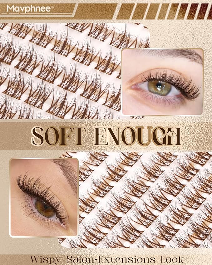 Brown Lash Clusters Gently Fluffy Eyelash Clusters Dark Brown Individual Lashes Extensions Natural Cluster Lashes Wispy Fairy Cluster Eyelash Extensions Soft Vibe DIY Lash Pack (120Pcs, 10-16MM)