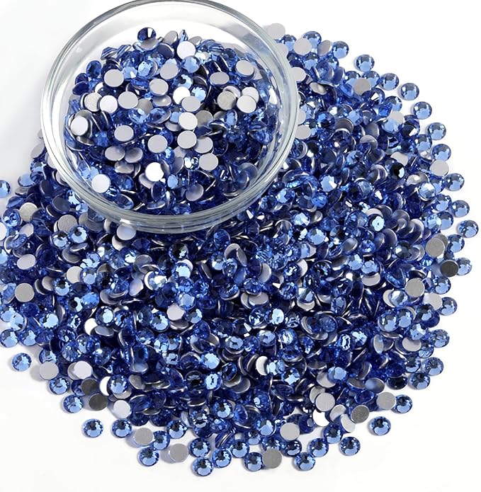 Beadsland Flatback Rhinestones Bulk, 2880pcs Light Blue Rhinestones for Nails Crafts Clothes DIY Decoration, Light Sapphire, SS30, 6.3-6.5mm