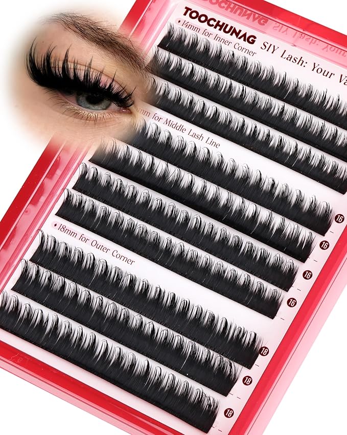 TOOCHUNAG SIY Eyelashes for Separate Lash Clusters by Yourself 14/16/18mm Long Manga Lashes Clusters Volume Cluster Eyelash Extensions at Home with DIY Lash Spikes Cluster