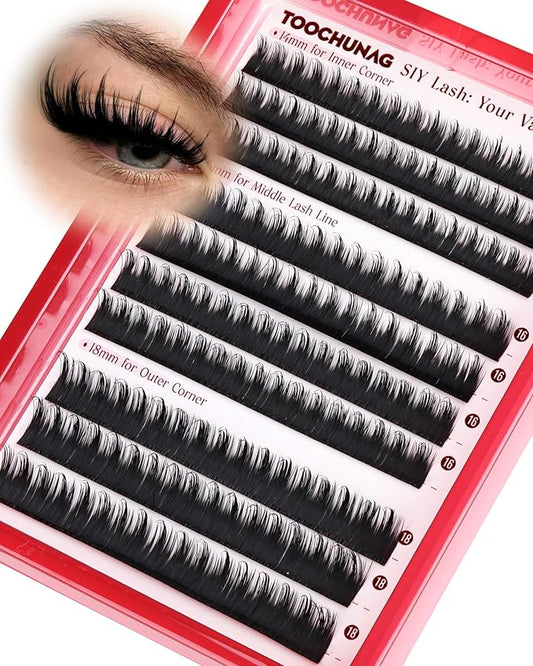 TOOCHUNAG SIY Eyelashes for Separate Lash Clusters by Yourself 14/16/18mm Long Manga Lashes Clusters Volume Cluster Eyelash Extensions at Home with DIY Lash Spikes Cluster