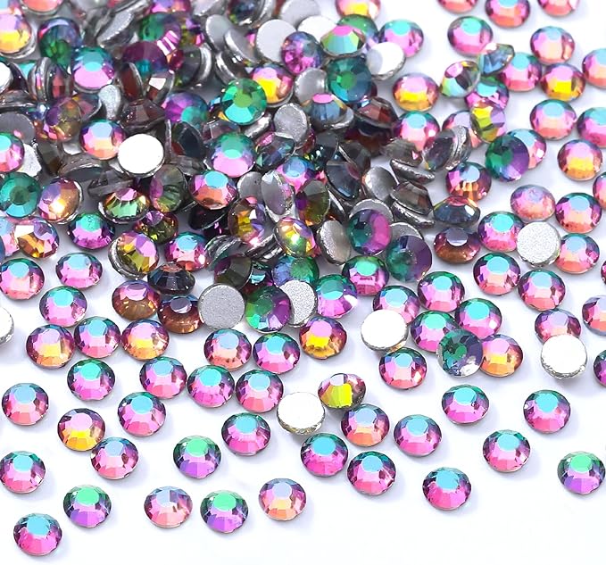 Meibite Green Volcano Flatback Rhinestones, Glass Rhinestones for Nail Art and Craft, Glue Fix, Loose Crystal Gemstones(Green Volcano, SS4, 1440pcs, 1.5-1.7mm)