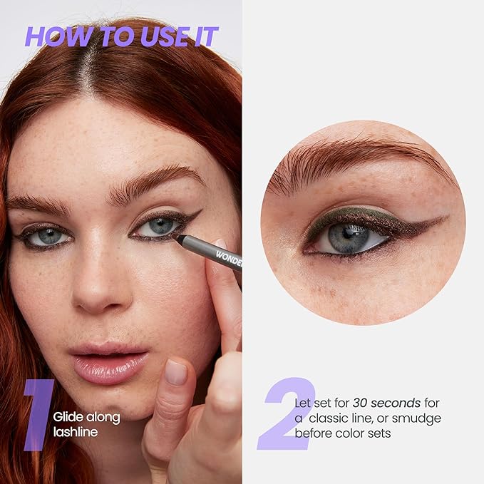 Wonderskin 1440 Longwear Blue Glitter Eyeliner Pencil, 3 Pack - Waterproof, Sharpenable Eyeliner & Smudge Proof Eye Liner Pencils (Oyster Blue)