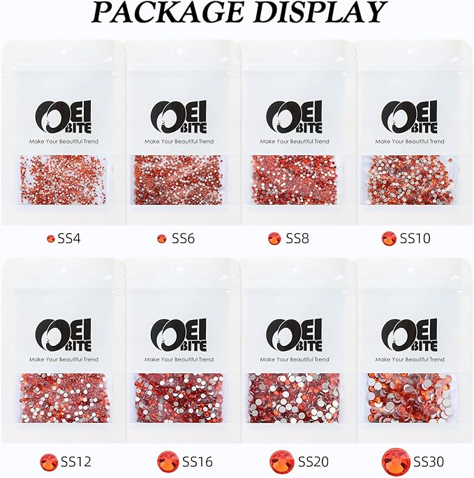 Meibite Hyacinth Flatback Rhinestones, Glass Rhinestones for Nail Art and Craft, Glue Fix, Loose Crystal Gemstones(Orange, SS4, 1440pcs, 1.5-1.7mm)