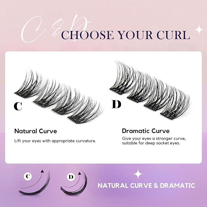 GAQQI Lash Clusters, GQ19 Individual Lashes 168pcs C Curl, DIY Lash Extension 12mm Length Only False Eyelash Clusters, Natural & Wispy Lash Wisps (GQ19,C Curl,12mm)