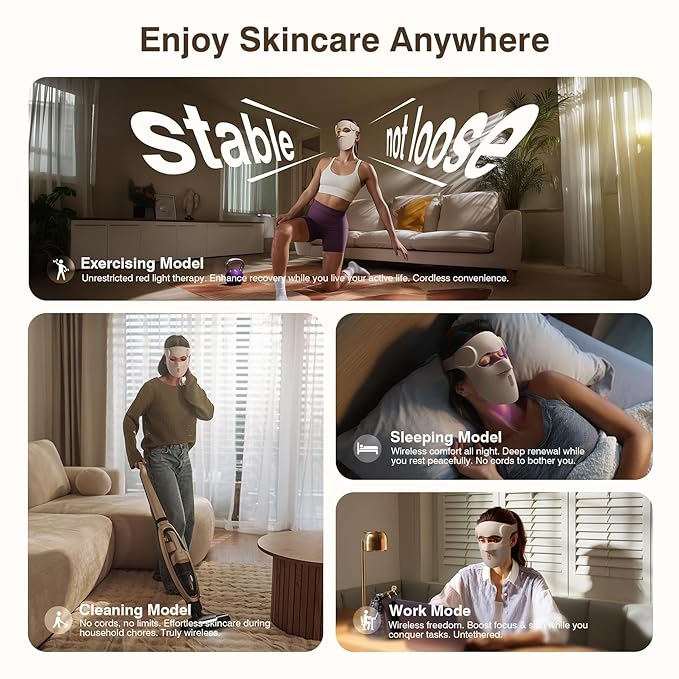 Red Light Therapy for Face, 9 Modes Wireless Led Face Mask Light Therapy, 850nm Infrared & Red Light Masks, 2500mAh Rechargeable, 3D Facial Fit, Led Light Therapy Skin Care At Home (480 Beads)