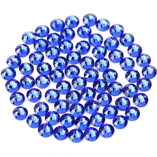 Novani Royal Blue Rhinestones 1440pcs SS10 Glass Rhinestones Crystal Flatback Gemstones for Crafts Nails Makeup Bags and Shoes Decoration（SS10, Sapphire）