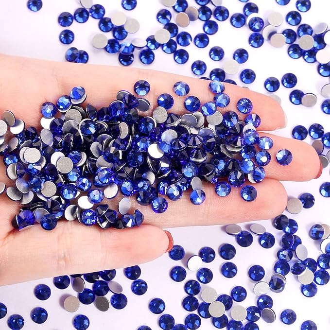3000Pcs Royal Blue Crystal Rhinestones,Glass Flatback Rhinestones Mini Gemstones for Nail Face Makeup Art Crafts Clothes Decoration -(SS10,2.8mm,Royal Blue)
