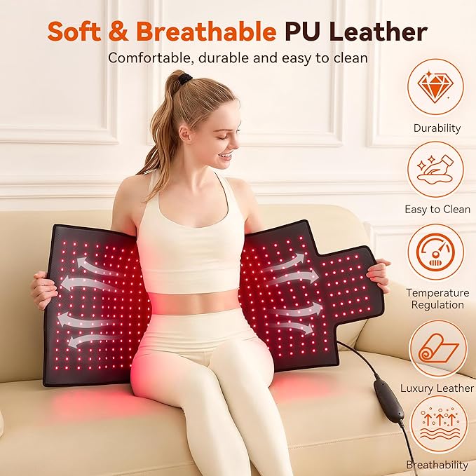 Extra Large Red Light Therapy Mat, High-Density LEDs Full Body Red Light Therapy, 660nm & 850nm Dual Wavelengths, Foldable Red Light Therapy Blanket with Timer, 40" x 16.5"