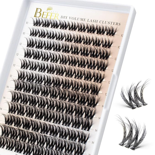 BEFER Lash Clusters, 108 Pcs 3D Curl Eyelash Clusters Volume Individual Lashes Extensions 10-16MM Wispy Eyelash DIY At Home(Brave, ZE11)