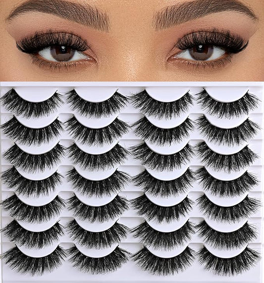 Lashes Volume Mink Eyelashes 14 Pairs Cateye Lash Strips Wispy Cat Eye Lashes Natural Look 10-15mm Short Thick Fluffy False Strip Eyelash Full Small Fake Lashes Pack Black Pestañas Postizas