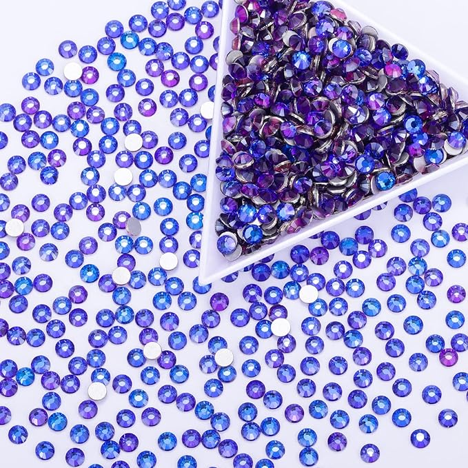 1440Pcs Purple Velvet Crystal Rhinestones,Glass Flatback Rhinestones Gemstones for Nail Face Makeup Art Crafts Clothes Decoration - (SS16,4.0mm,Purple Velvet)