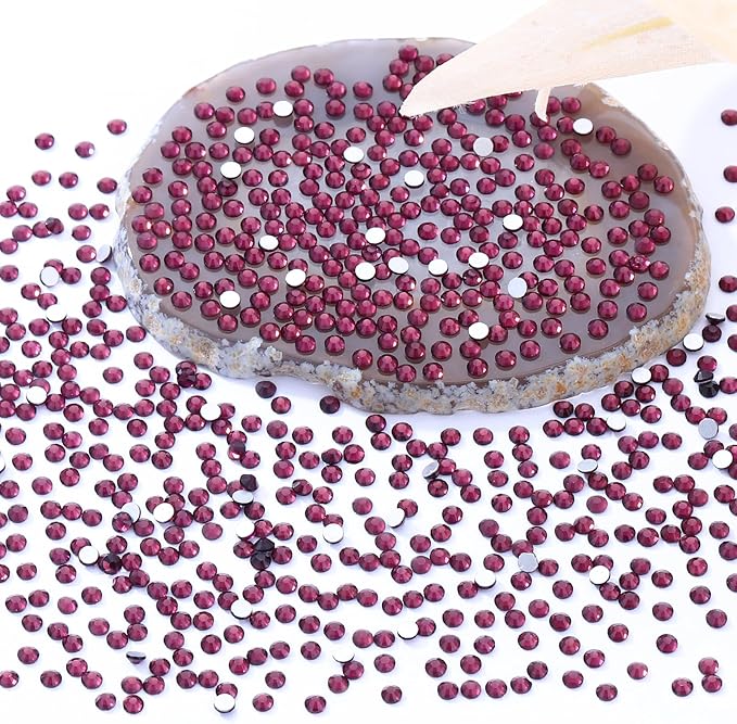 Meibite Purple Flatback Rhinestones, Glass Rhinestones for Nail Art and Craft, Glue Fix, Loose Crystal Gemstones(Purple, SS4, 2880pcs, 1.5-1.7mm)