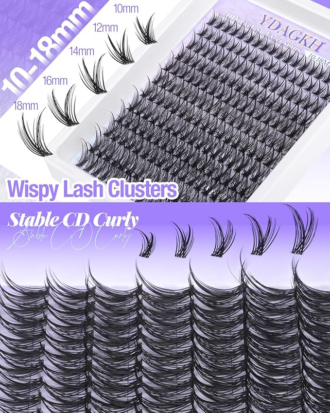 YDAGKH Wispy Lash Clusters Natural Cluster Eyelash Extensions Invisible Band Eyelash Clusters 10-18mm Individual Lashes 216Pcs DIY Pestañas Postizas Naturales Lash Extension at home