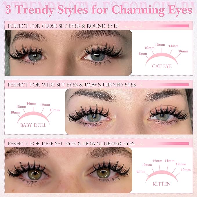 Anime Lash Clusters Kit Wispy Eyelash Clusters DIY Lash Extension Kit with 5-6mm Bottom Lashes 8-16mm Thin Band Individual lashes 175Pcs Manga Eyelash Extension Kit with Lash Glue, Tweezers by WTVANE