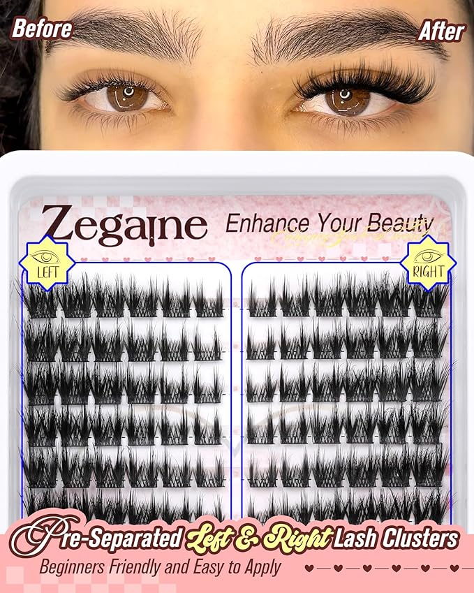 Cat Eye Lash Clusters With Spikes Manga Eyelash Clusters Wispy Cluster Eyelash Extensions C-Curly Left&Right Lash Clusters Anime Individual Lashes Pre-Mapped DIY Lash Extensions 10-18MM by Zegaine