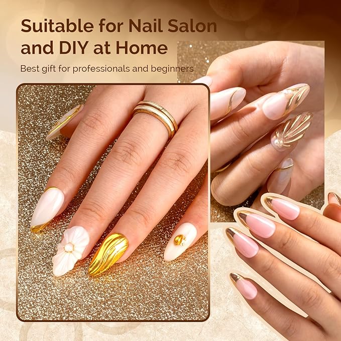 MelodySusie 2Pcs Chrome Nail Powder for Gel Nails,Metallic Mirror Effect Pigment Stylish and Technological Fine Glitter for Home DIY Salon Use