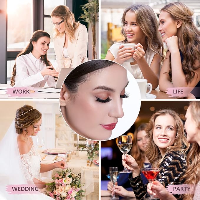 SONAFEEL Wispy Lashes Hybrid Eyelashes Cat Eye Lashes Natural Look 15mm 12Pairs Strip Lashes Pack 3d Mink Lashes Fluffy Lightweight Reusable Fake Eyelashes