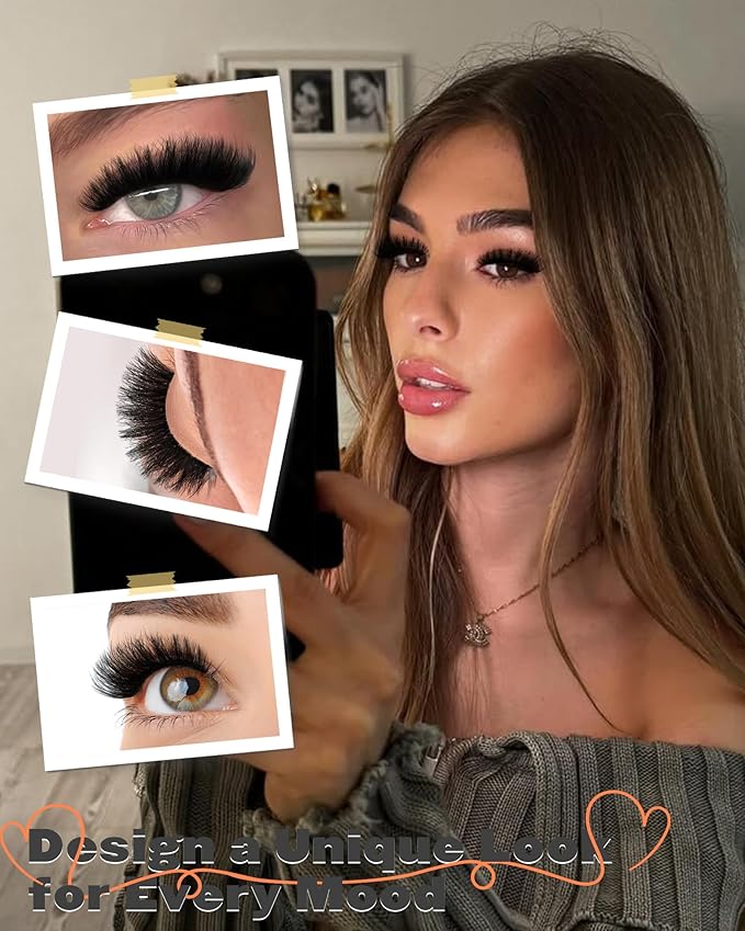 Boahankuke Mink Lashes 20MM Full False Eyelashes Thick Dramatic Cat Eyelashes 10D Big Wispy Fake Lashes D Curvature Volume Eye Lashes Long 7 Pairs Strip Lashes with Soft Cotton Band