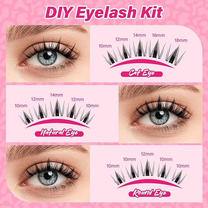 PROLASHBEAUTY Fairy Lash Clusters Kit Manga Spiky Eyelash Clusters Ultra Thin Band Natural Look Lashes Kit with Lash Bond and Seal Remover (Fairy, 8-18mix)