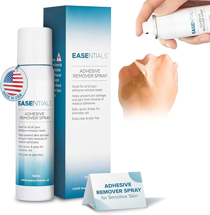 Hassle-Free Bandage Adhesive Remover Spray – 100% Silicone-Based Formula - Quick Drying, Odorless, Low-Residue Skin Adhesive Remover - No-Sting for Sensitive Skin & Everyday Use - 50ml