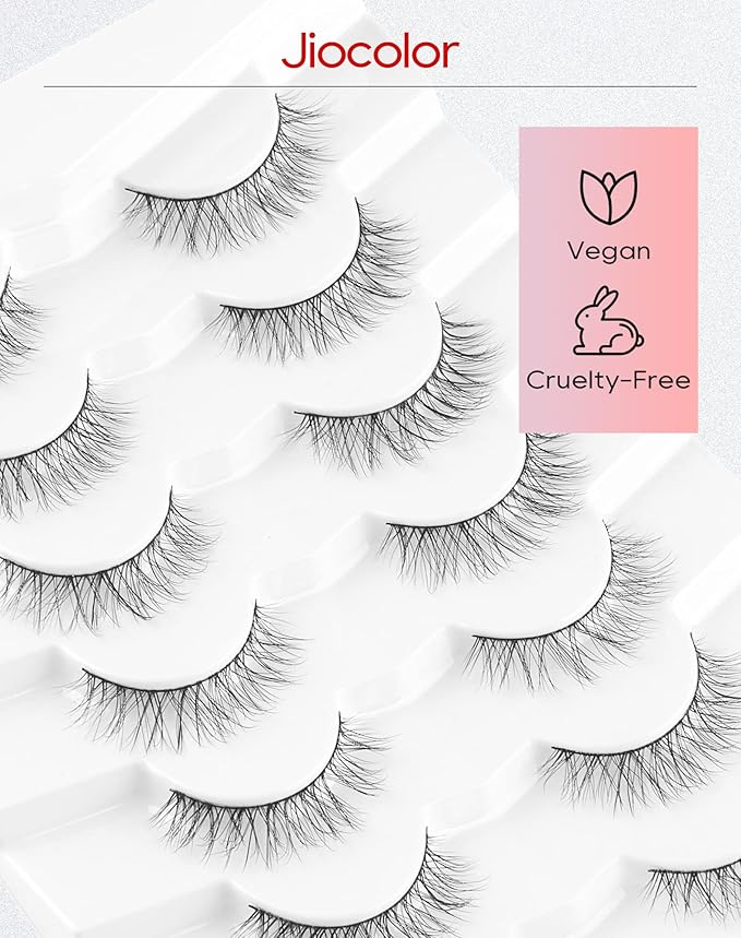 False Eyelashes Wispy Lashes Natural Look Wispies Eyelashes 7 Pairs Soft Faux Mink Lashes 3D Volume Fluffy Fake Eyelashes Packs