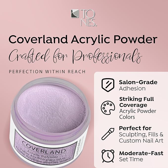 Tones Coverland Acrylic Nail Powder "Sugar Plum" - Limited Edition Acrylic Powder for Nail Design, Sculpting, and Masking Nail Bed Imperfections - (1.5 Oz)