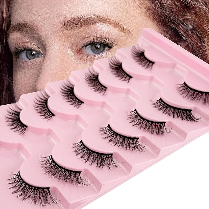 YASNAI Half Lashes Volume Lashes Wispy Cat Eye Look Natural Short Fake Eyelashes 7 Pairs Pack