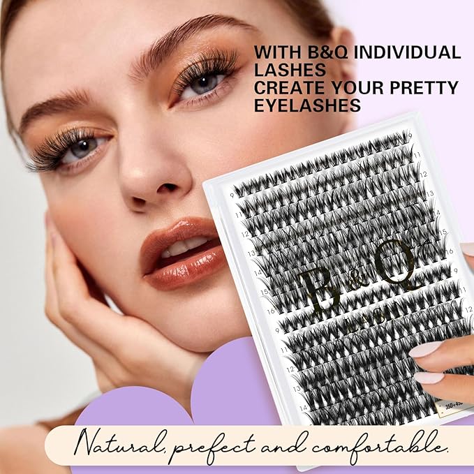 B&Qaugen Lash Clusters Individual Lashes Lash 280 PCS Eyelash Clusters False Eyelash Lash Extension Fluffy Natural Cluster Eyelash Extensions DIY Eyelash Extensions at Home (9-16 MIX, 35D+45D-C)