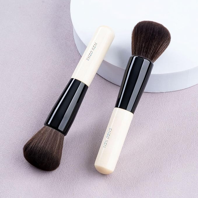 Natural Black Goat Hair Kabuki Powder Brush, Natural Hair Blush Brush & Contour Brush, Natural Face Powder Brush, Natural Bristle Makeup Brushes for Powder Contour and Bronzer (K804)