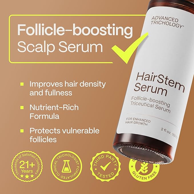 HairStem Follicle-boosting Triceutical Serum for Thicker Fuller Hair | Triple-Action, Multi-Zonal Topical Serum for Hormonal, Nutritional, and Inflammatory-Related Hair