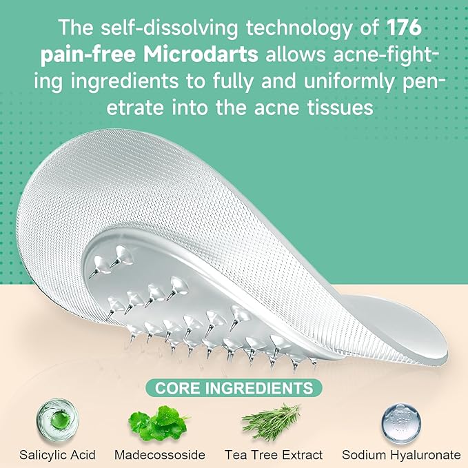 TEAWOO 72-Count Microdart Acne Patches, Hydrocolloid Pimple Patches with Salicylic Acid & Madecossoside, Microdart Zit Patches for Deep Blemishes & Early Stage Acne (Patented)