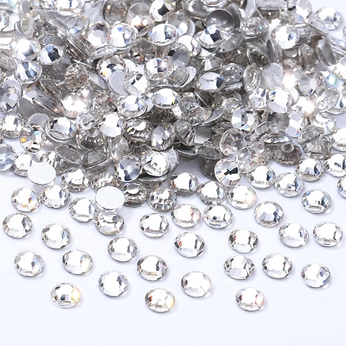 Meibite Crystal Clear Flatback Rhinestones, Glass Rhinestones for Nail Art and Craft, Glue Fix, Loose Crystal Gemstones(Crystal, SS8, 2880pcs, 2.3-2.5mm)