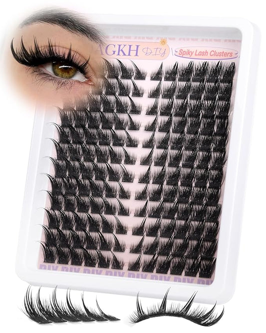 YDAGKH Lash Clusters Fox Eye Spikes Eyelash Extension Wispy Manga Cluster Eyelashes Fairy Spiky Cluster Eyelash Extensions 144Pcs Cat Eye Individuals Lashes Long DIY Volume Anime Lash Extension