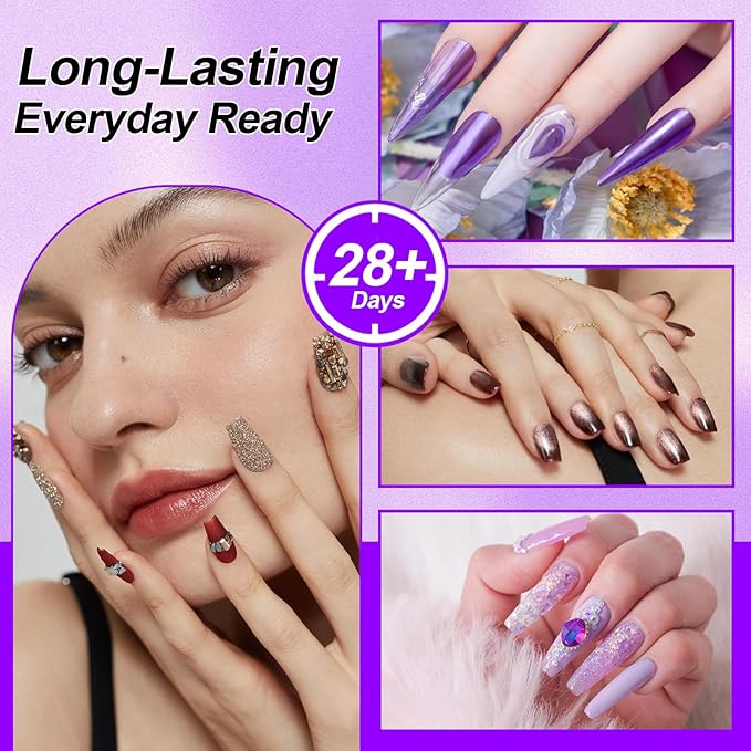 2pcs Nail Glue for Press On Nail with Cuticle Pusher Set, No UV Needed, Quick Dry Strong Semi Solid Glue for Press On, Long Lasting Adhesive for Fake Acrylic Nails