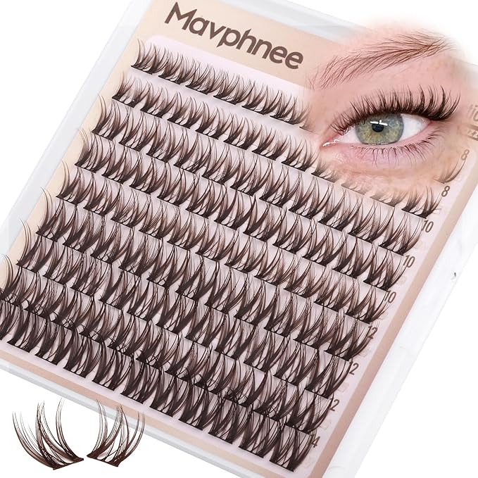 Flaunt Lash Clusters Brown Eyelash Clusters 8-14MM Short Wispy Clutser Eyelash Extensions Natural Individual Lashes Extensions CC Curve Lashes Clusters Dark Brown Cluster Lashes 99 Pcs DIY Lash Pack