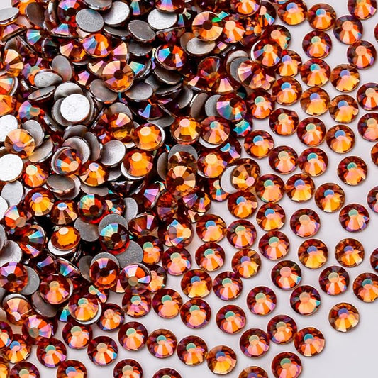 288Pcs Amber Crystal Rhinestones,Glass Flatback Rhinestones Gemstones for Nail Face Makeup Art Crafts Clothes Decoration - (SS30,6.5mm, Amber)