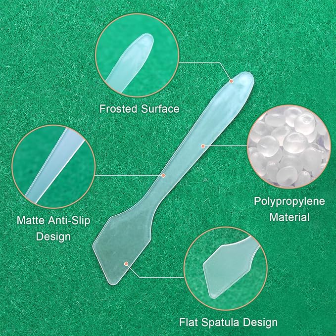 SumDirect Mini Spatula 400 Pcs Face Spatula Cosmetic Spatula Frosted Clear Disposable Plastic Makeup Spatulas Mini
