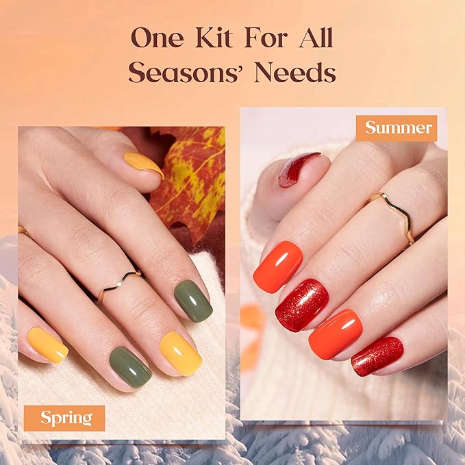 Beetles Press On Nails Kit - Festival Glow | 360Pcs 12 Colors Short Square Press On Nails | 15 Sizes Matte Glossy Glitter With Nail Glue & Nail Tabs Stickers, Fake Nails Kit Art For Women