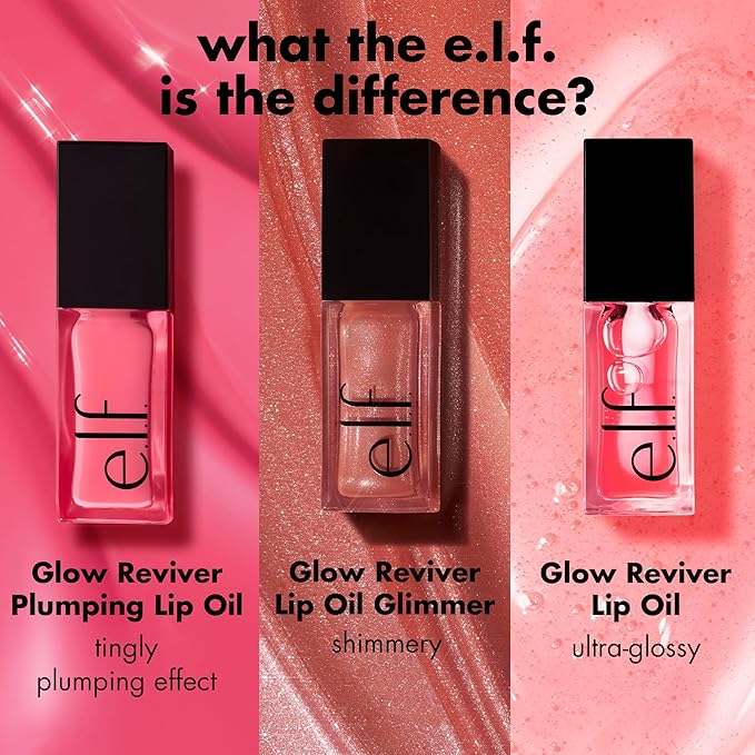 e.l.f. Glow Reviver Plumping Lip Oil, Tinted Lip Plumper For A High-Shine, Plump Finish, Infused With Jojoba Oil, Vegan & Cruelty-Free, Major Mauve