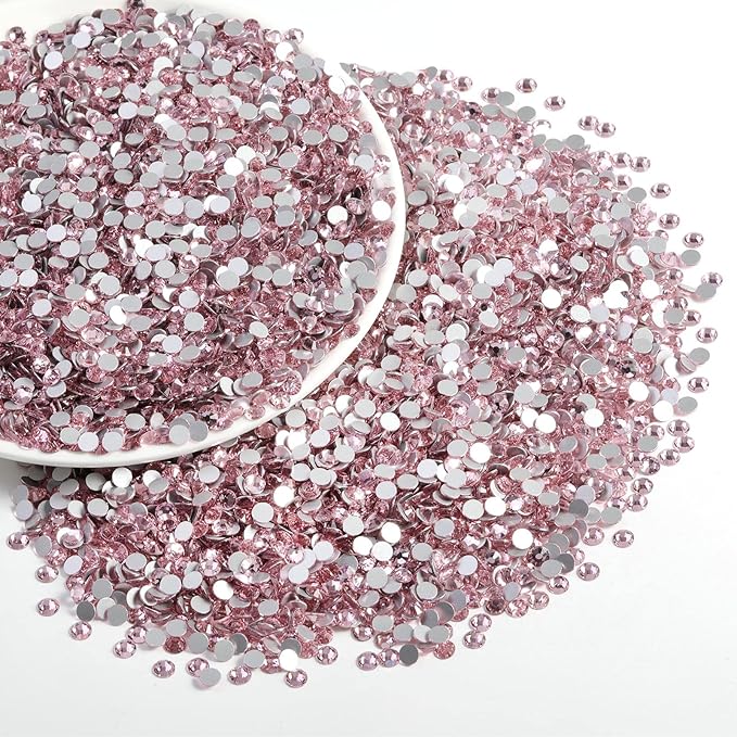 Beadsland Flatback Rhinestones Bulk,2880pcs Pink Rhinestones for Nails Crafts Clothes DIY Decoration, Light Rose/Light Pink, SS30, 6.3-6.5mm