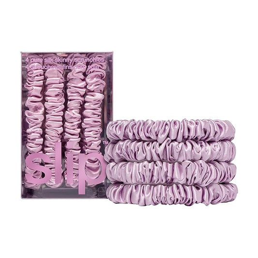 slip Skinny Scrunchies: Anti-Crease, Anti-Breakage Slipsilk™ Design Protects Delicate Hair | Includes 4 Pure Silk Scrunchies, Wildflower