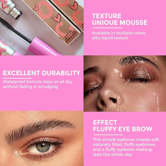 2 Packs Eyebrow Gel, Buildable, Creates Full, Voluminous-Looking Brows, Locks Hairs In Place, 24hrs for Soft Full Brows, 5g (01#)