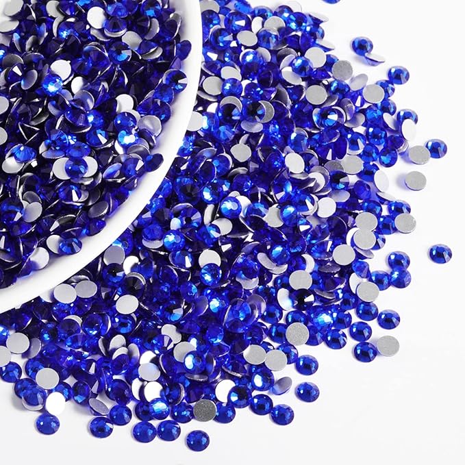 Beadsland Flatback Rhinestones Bulk,14400pcs Royal Blue Rhinestones for Nails Crafts Clothes DIY Decoration, Sapphire, SS8,2.3-2.5mm