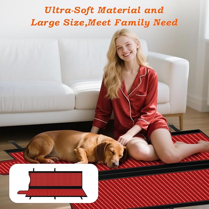 2025 New Full-Body Red Lights Therapy Mat- Triple-Mode Red Light Therapy Mat, 2 in1 LED 660 850 Infrared Reds Light Blanket with 2570 LEDs, Gift for Women Men Mom Father Lover