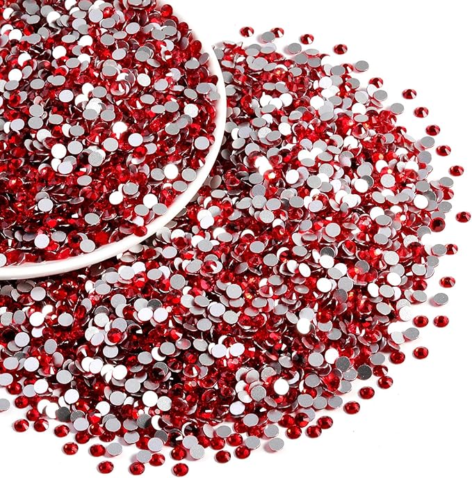Beadsland Flatback Rhinestones Bulk,14400pcs Red Rhinestones for Crafts Clothes DIY Decoration, Light Siam, SS20, 4.6-4.8mm