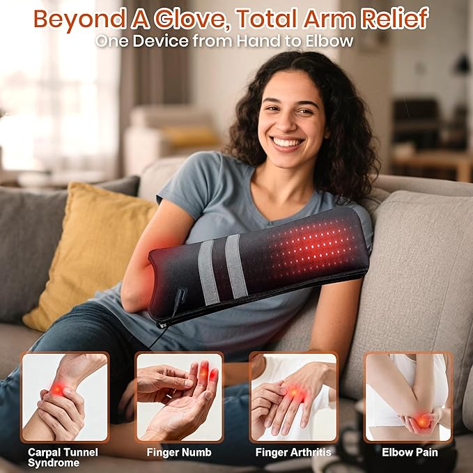 Red Light Therapy for Hands, 150 LEDs Therapy for Finger Wrist, 17"x4" Near Infrared Light Therapy & Red Light Therapy for Body, Pulse Modes, Dual Wavelength for Hands Wrist Arm