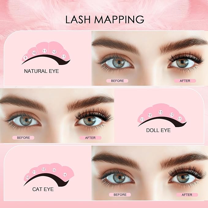 Lash Clusters Kit with Bottom Lashes, Lash Extension Kit With 30D40D50D60D Fluffy Upper Wispy Lash Clusters & 2 Type Bottom Lash Clusters,EyeLash Extension Kit with Black Bond & Clear Glue 2 In 1