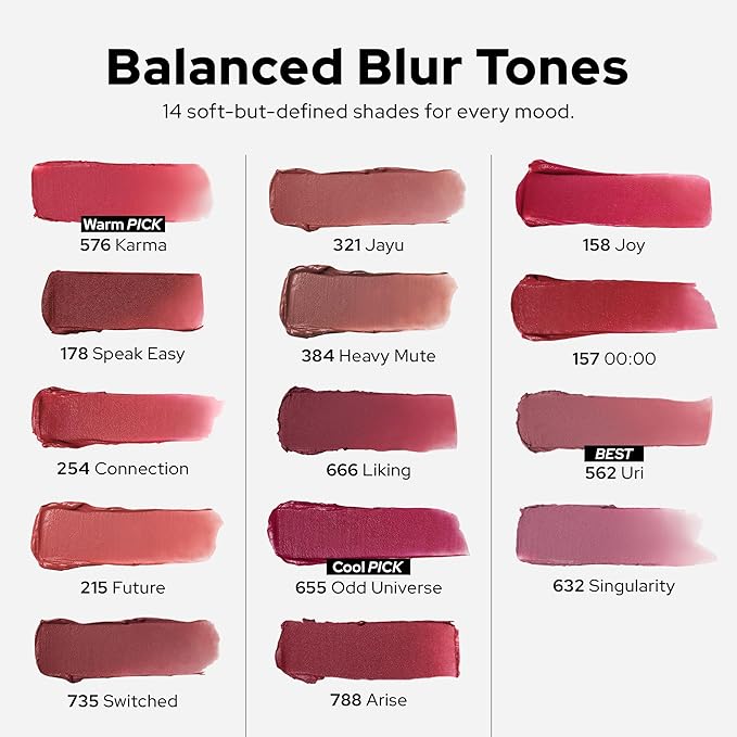 Unseen Blur Soft-matte Lip Tint Long-Lasting Stain, Blendable 3.2g, Holiday Stocking Stuffer, Winter Makeup Essentials (215 Future, 0.11 oz)